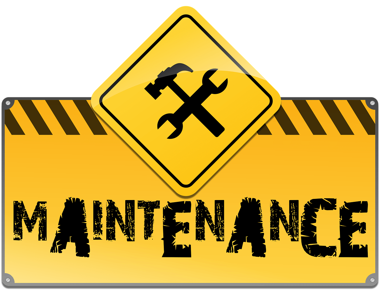 yellow maintenance sign