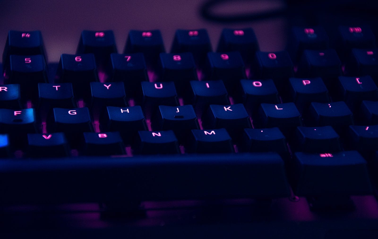 close up shot of an illuminated keyboard