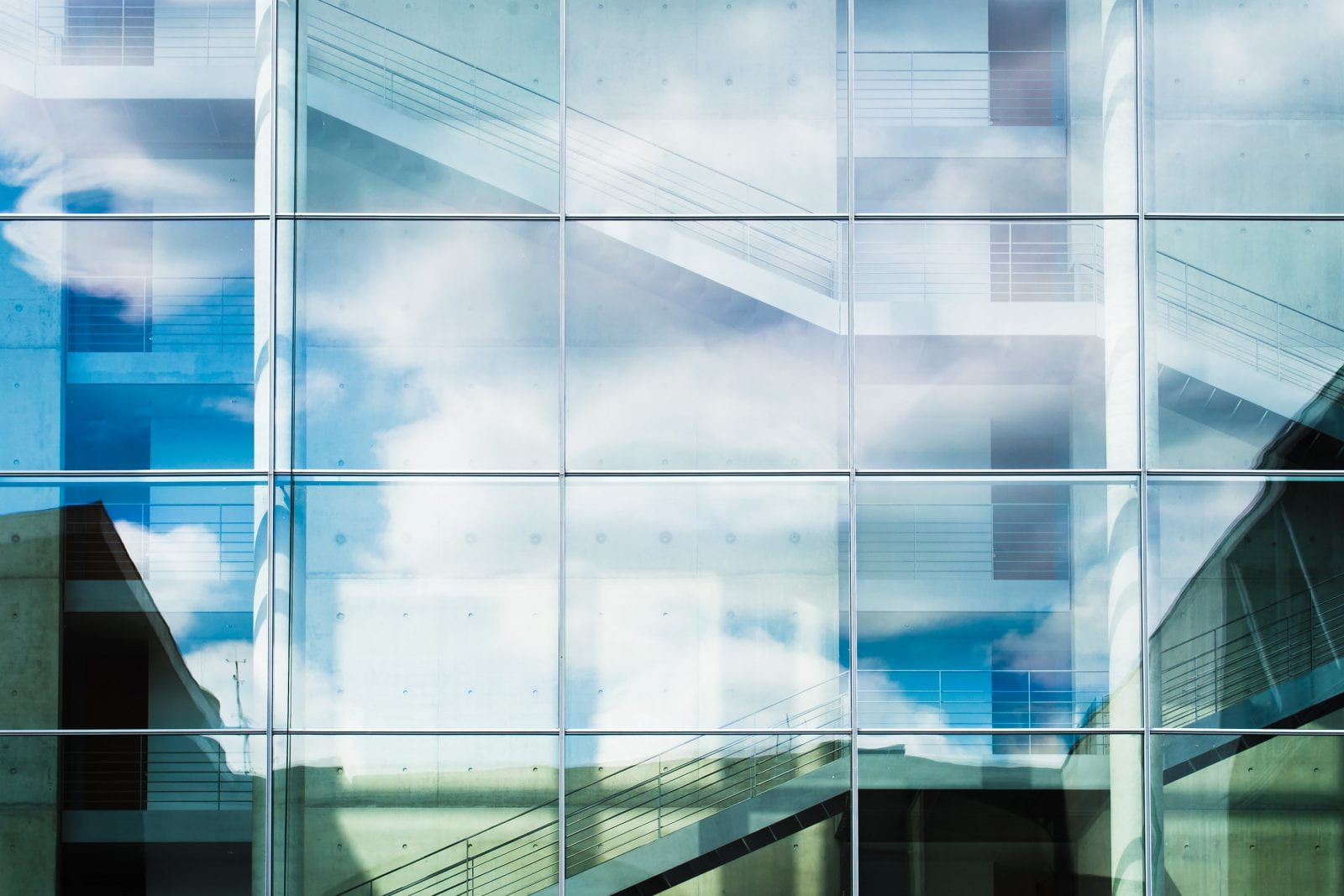 abstract photograph of reflective office windows