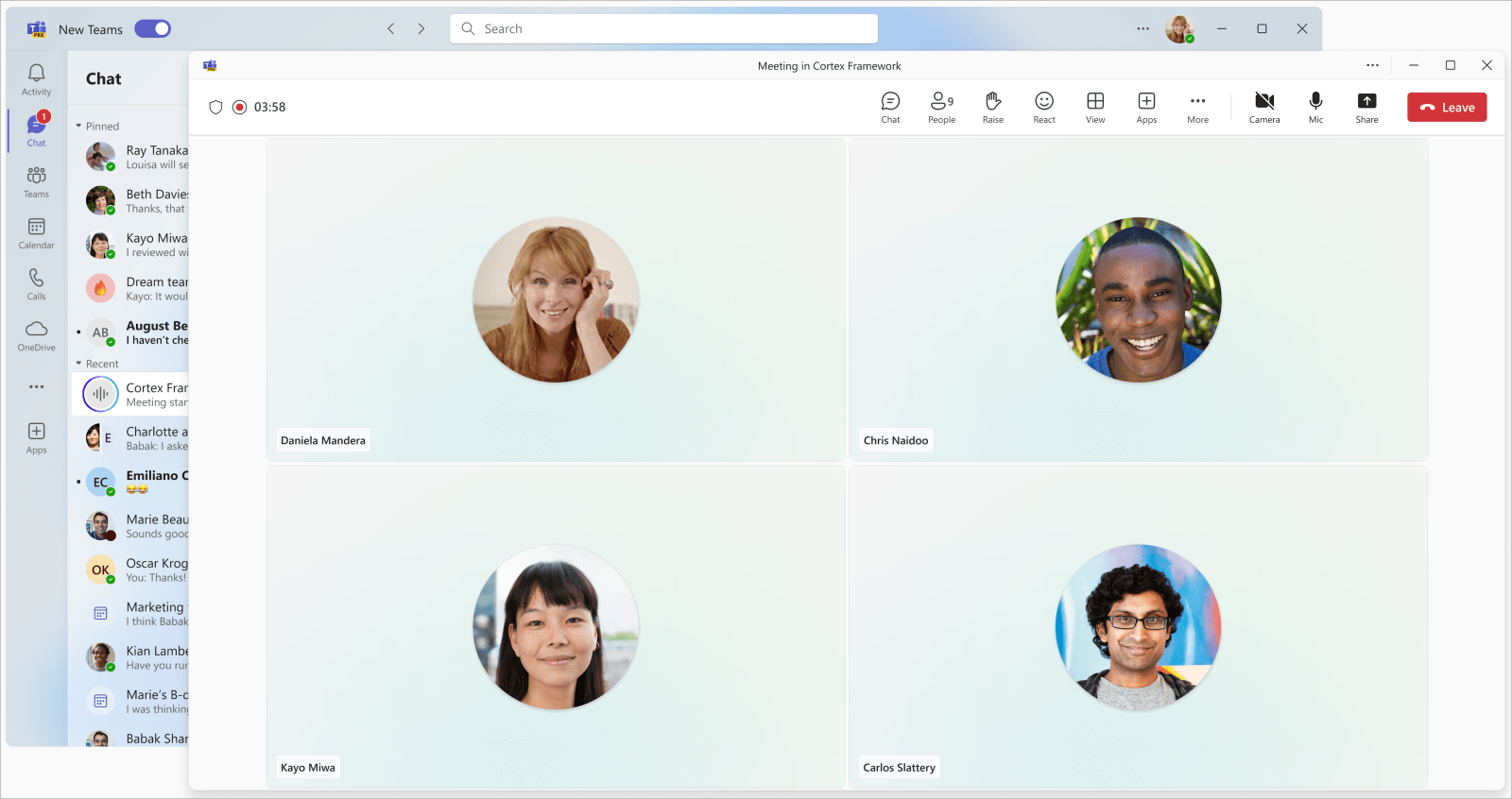 screenshot of group call meeting window